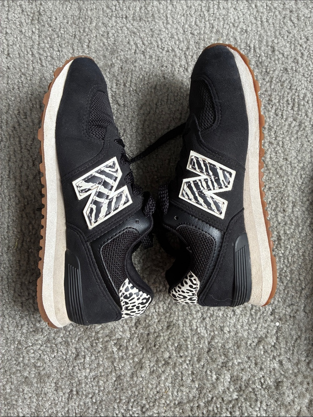 New Balance Kids Black Sneakers with Gum Soles